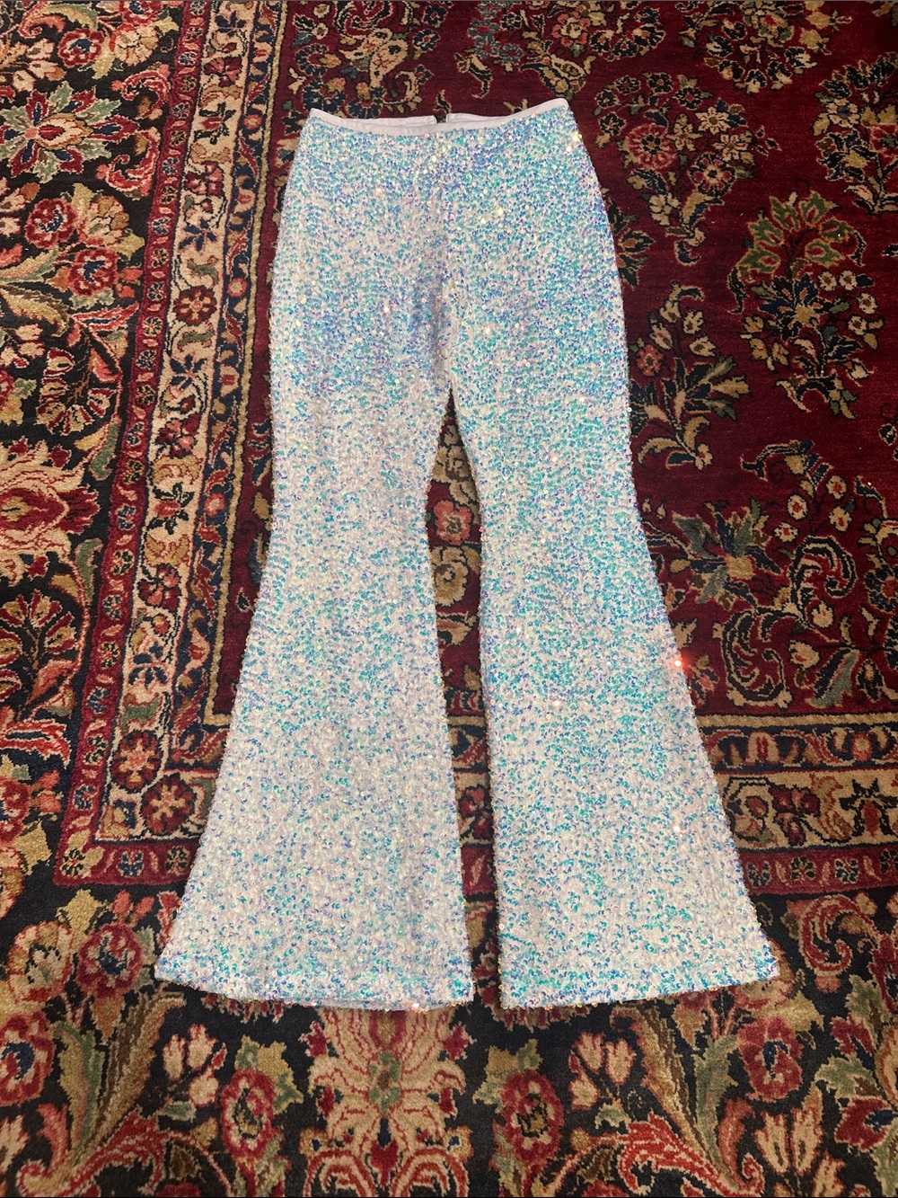Blackmilk Sparkle Sparkle Holo Sequin Velvet HW Flare Pants - Picture 3 of 4